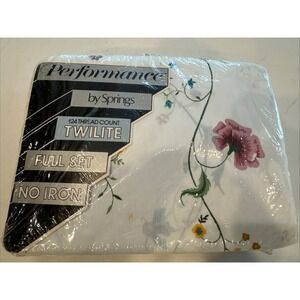 VTG Twin Floral Sheet Set 4 Pc Performance by Springs Percall FULL Flower Sheets